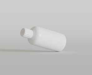 White Blank Bottle For Medicine Or Beauty Product on Bright Background, Copy Space. Empty Space. Minimalism. 3d rendering.