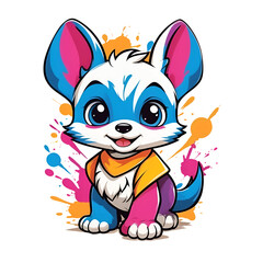 A mascot logo of dog, colorful splash paint for t-shirt