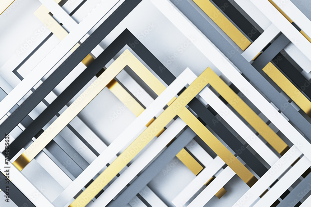 Poster Abstract gray linear background. Landing page concept. 3D Rendering.