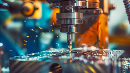 CNC Machine Cutting Metal with Precision