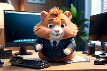 hamster in an office