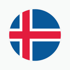 Obraz premium Iceland national flag vector illustration. Iceland Round flag. 