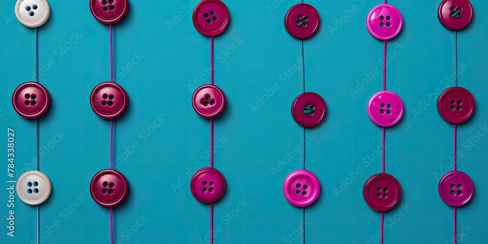 Poster array of sewing buttons for clothing, creating a tailor-themed background rich with textures and col