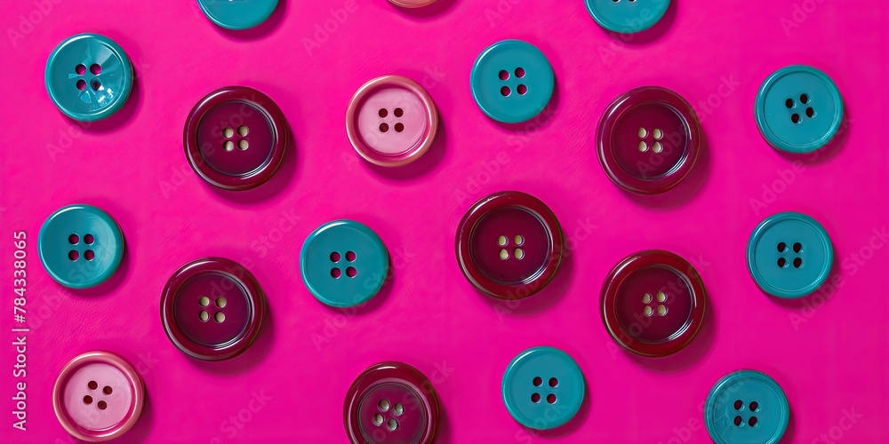 Poster array of sewing buttons for clothing, creating a tailor-themed background rich with textures and col