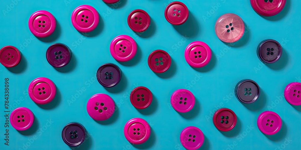 Aufkleber array of sewing buttons for clothing, creating a tailor-themed background rich with textures and col