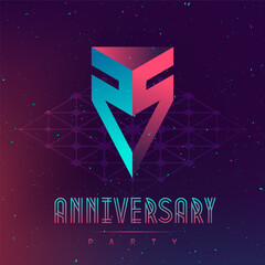 25 anniversary. Abstract 3d logo design. Modern poster for Music party.