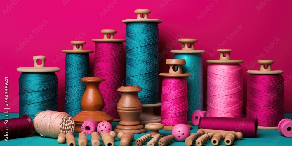 Aufkleber assorted sewing buttons, setting a tailor-inspired backdrop with a variety of shapes and sizes.