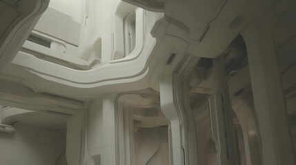 Obraz premium Magnificent Futuristic Architectural Masterpiece:A Visionary Sci-Fi Inspired Interior Hallway Design