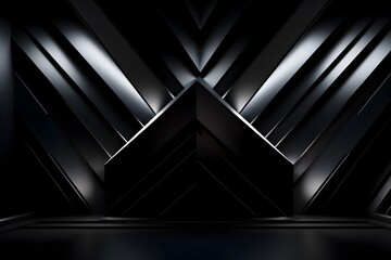 Obraz premium Moody Dark Geometric 3D Wall With Striped Light Futuristic Abstract Digital Backdrop