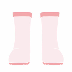 ピンクのかわいい正面の長靴イラスト