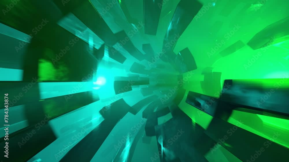 Poster 3d animated background of abstract seamless loop sci-fi tunnel with light effects