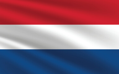 Obraz premium Netherlands flag vector illustration. Netherlands national flag. Waving Netherlands flag. 