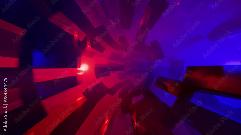 Poster 3d animated background of abstract seamless loop sci-fi tunnel with light effects