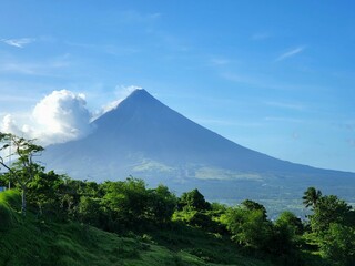 Beautiful landscape of the Mayon Volcano on a sunny day