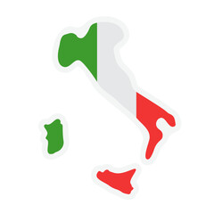 Italy map with Italian national flag colors, abstract sticker vector illustration