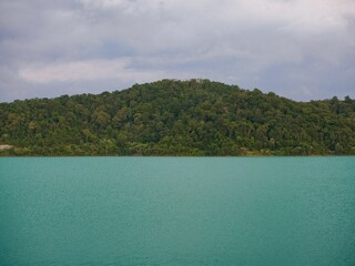 Landscape with sea and hills on the background