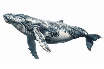A humpback whale isolated on whait background - obrazy, fototapety, plakaty