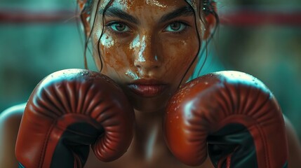 close up of female boxer over white