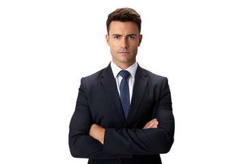 Creative handsome young businessman Isolated on transparent background.