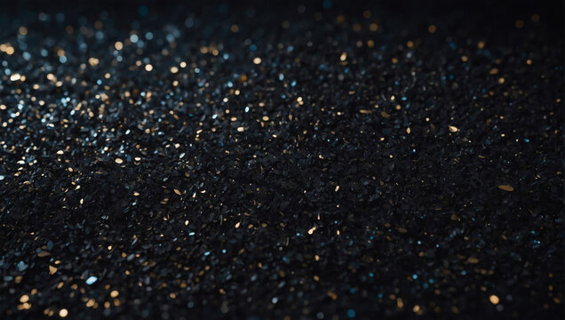Midnight black glitter paper texture, reminiscent of a mysterious and enchanting night.