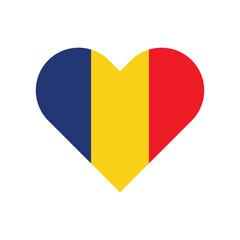 Fototapeta premium Romania national flag vector illustration. Romania Heart flag. 