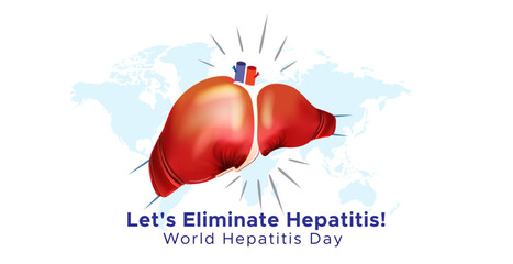Vector illustration of world hepatitis Day. Fight against liver disease Theme, tips and concept. - obrazy, fototapety, plakaty