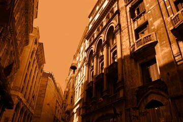 View of the buildings in sepia effect in Istanbul, Turkey