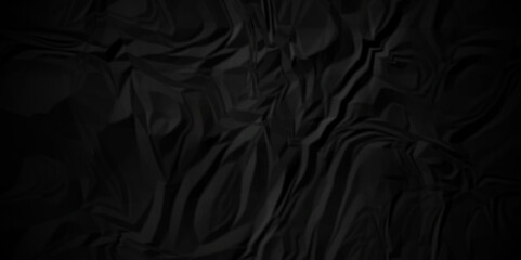 Dark black crumple paper wrinkled poster template ,blank glued creased paper texture background. black paper crumpled backdrop background. used for cardboard.	
