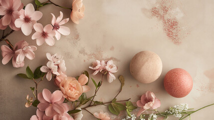 Spring Blossoms and Textured Sphere Still Life
