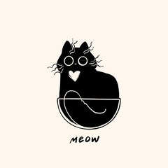 Funny cat sitting in a vase. Funny trend vector illustration. - 784351854