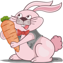 Rabbit Carrot Character. PNG Illustration