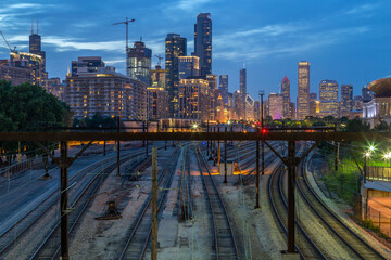 Downtown views of Chicago, the third most populated city in the US. - obrazy, fototapety, plakaty