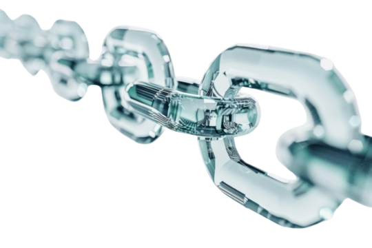 Blockchain is being used for stock trading ,Isolated on a transparent background.