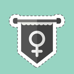 Sticker line cut Banner. related to Woman Day symbol. simple design illustration