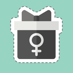 Sticker line cut Gift. related to Woman Day symbol. simple design illustration
