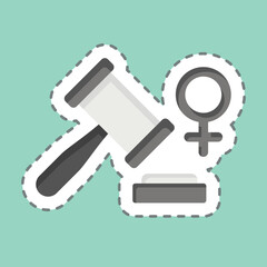 Sticker line cut Women Law. related to Woman Day symbol. simple design illustration