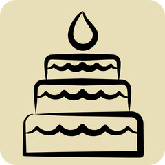 Icon Cake. related to Woman Day symbol. hand drawn style. simple design illustration
