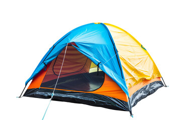 Camping Tent in Blue and Orange - Isolated on White Transparent Background, PNG
