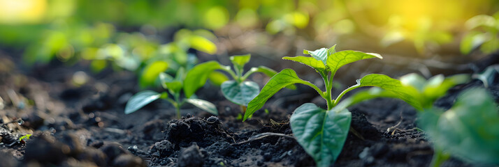 Growing plants and taking soil samples in a regenerative organic farm. - obrazy, fototapety, plakaty
