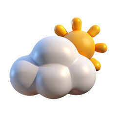 3D stylized sun and clouds isolated