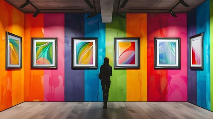 Colorful modern art gallery