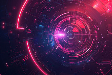 close up cybernetic abstract illustration with lights and electronic connections in a context of futuristic technology