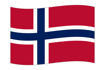 Waving flag of the country Norway. Vector illustration.