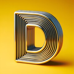 Orange background with D metal letter and shapes with a curved top