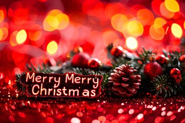 A festive message wishing Merry Christmas displayed prominently on a bright red background