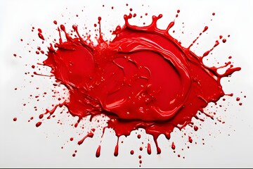 AI-generated illustration of Red liquid splashing on a white background