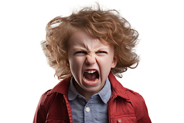 angry child angry with dissatisfaction , Isolated on a transparent background. - obrazy, fototapety, plakaty