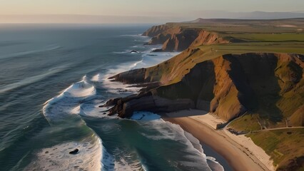 breathtaking-aerial-landscape-captured-by-a-drone-in-a-coast-sunset-raging-waves