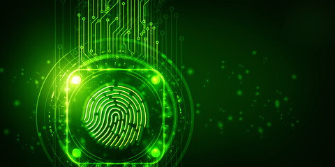2d Illustration Fingerprint Scanning Technology Concept 
