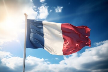 Naklejka na ściany i meble AI generated illustration of the flag of France against a clear blue sky